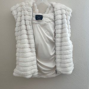 White Sleeveless Fur Vest